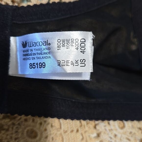 Wacoal Arabesque Lace & Mesh Underwire Bra 40DD Black 85199 Unlined Full Figure - Picture 5 of 9